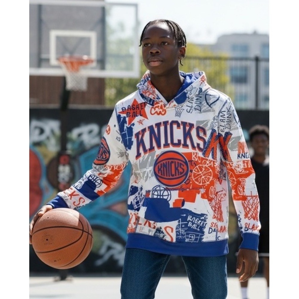 New York Knicks NBA Basketball Youth Kids All Over Print Hoodie Sweatshirt 10/12